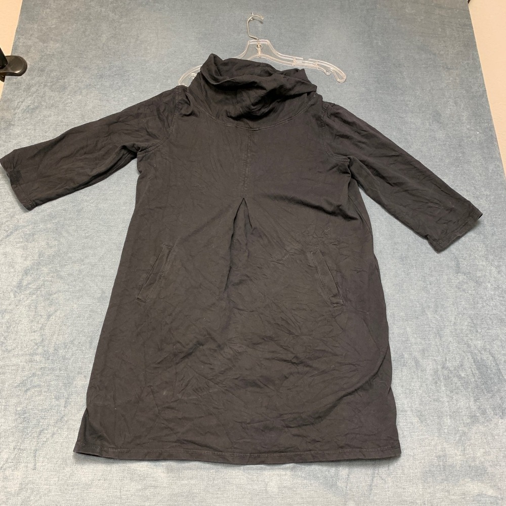 C.M.C. by Color Me Cotton Shift Dress Womens Large Black Long Sleeve Turtle Neck